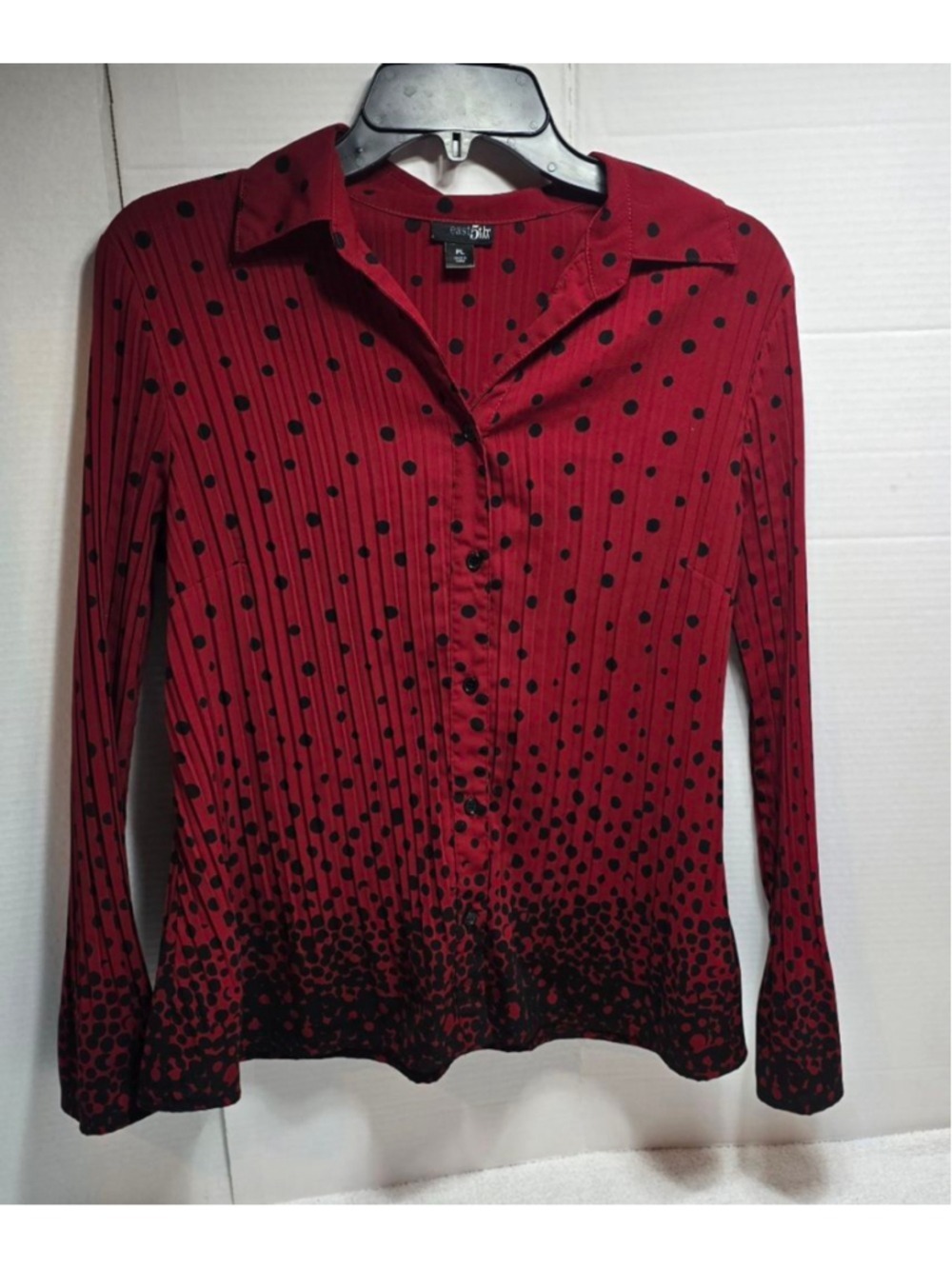 Women's East 5th Petite Red & Black Polka Dot Blouse PL